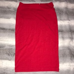 Red Forever 21 Midi Pencil Skirt